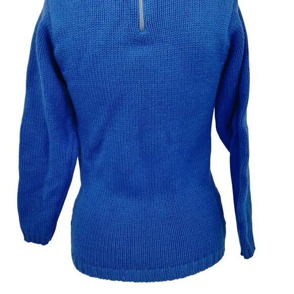 Vintage 70s Windowpane Diamond 3-D Knit Mock Neck 100% Wool Sweater Size XS? - Picture 9 of 9